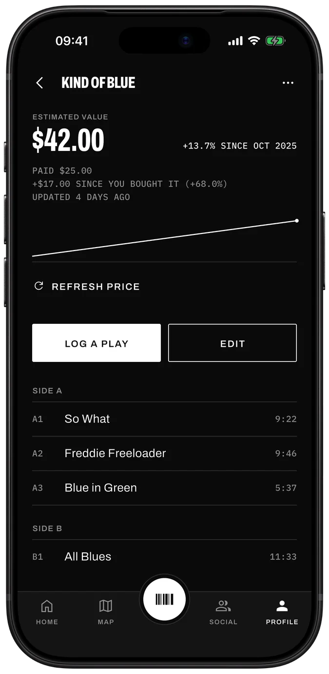 Record value in Sleevewise: $42.00 estimated, up 13.7% since October 2025, bought for $25.00
